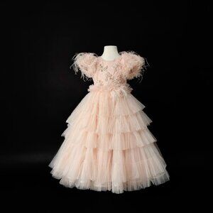 Preloved Flower Girl Dress for 5-Year-Old, Hand-Beaded